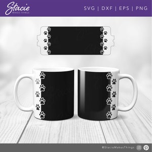 Cricut mok pers svg sjabloon voor infusible inkt transfer sheets, Dog Paw Prints svg mok pers wrap ontwerp