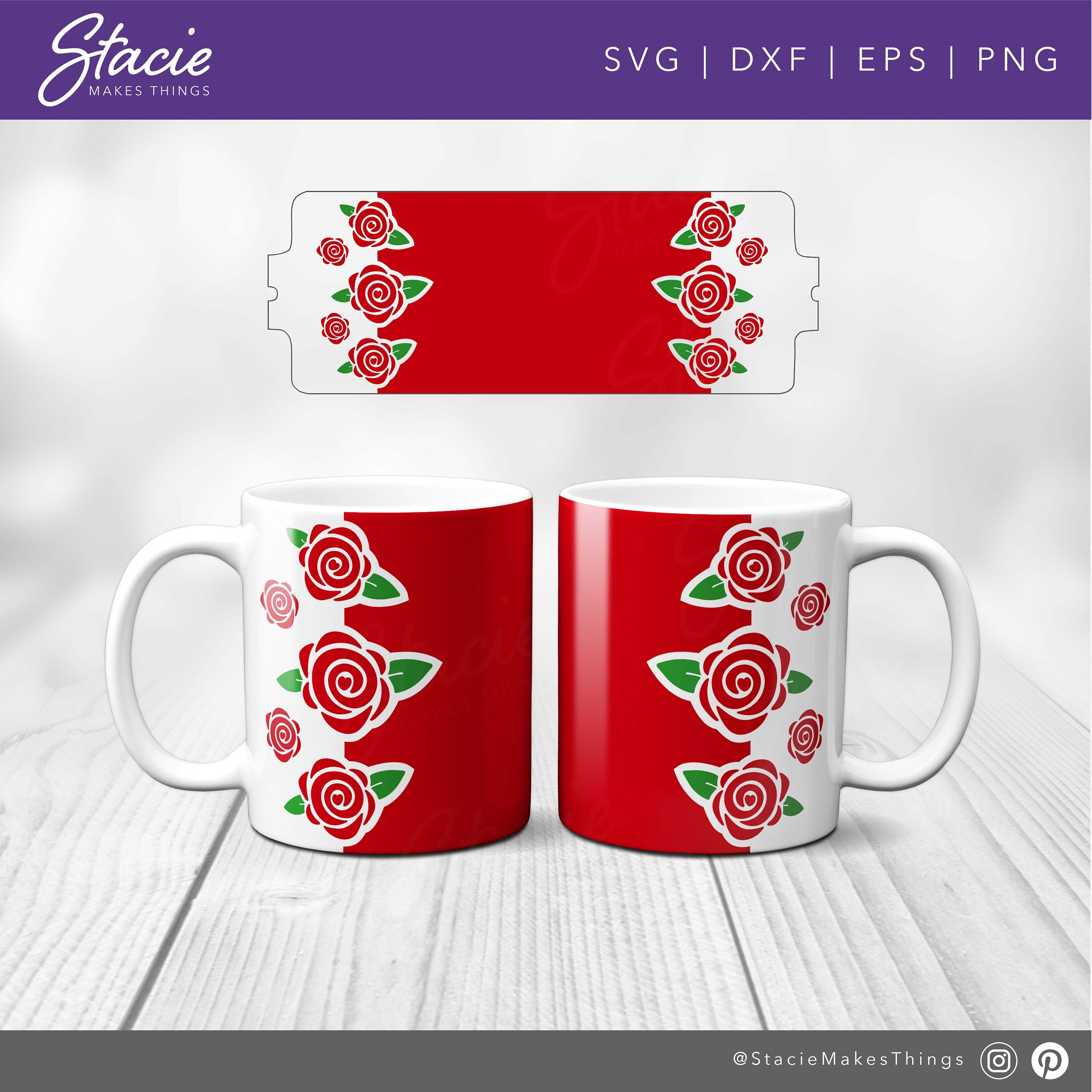 Floral Elements Mug Template SVG for Infusible Ink Sheets for Use Cricut Mug  Press Flowers Feminine Nature Mothers Day Personalize Custom (Download Now)  