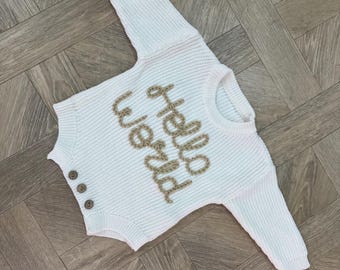 Baby Announcement Romper for 0-3 Months, Perfect for New Baby, New Mum, A Surprise Gender Baby, Hello World Announcement.