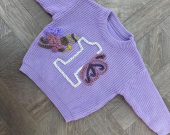 Hand-Embroidered First Birthday Jumper - Personalised Keepsake | Birthday Present | Birthday Outfit | Hand Embroidered Jumper