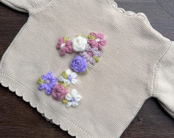 Hand-Embroidered First Birthday Cardigan | Jumper - Personalised Keepsake | Birthday Present | Birthday Outfit | Hand Embroidered Jumper