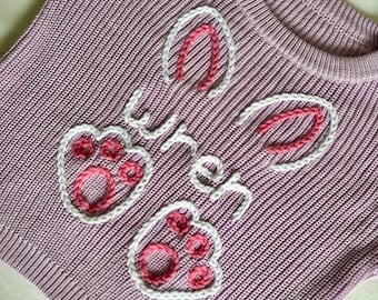 Hand Embroidered Chunky Knit Jumper | Personalised Name Sweater | Easter | Spring | Easter Bunny | Baby, Toddler, Child
