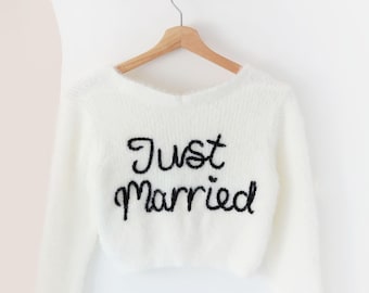 Bridal Cardigan | Just Married Embroidery | Bride Cardigan | Wedding Cardigan | Mrs Cardigan | Autumn Winter Wedding | Hand Embroidered |