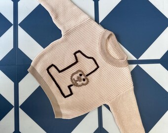 Hand-Embroidered First Birthday Jumper - Personalised Keepsake | Birthday Present | Birthday Outfit | Hand Embroidered Jumper | Bear First |