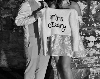 Bridal Cardigan | Personalised Bride Cardigan | Bride Cardigan | Wedding Cardigan | Mrs Cardigan | Autumn Winter Wedding | Hand Embroidered