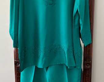 Women's Teal Silk Suit