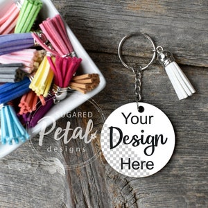 Round Keychain with Tassel Mockup | Digital Download JPG and PNG Files | Sublimation Template | Easy to Use PNG Keychain | Mockup