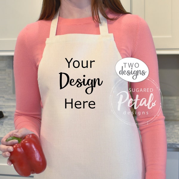 2 Designs | Mockup Apron Linen | Live Model | Mock-up Digital download JPG | Just in Time for the Grill | Kitchen Apron Mockup Sublimation