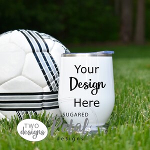 2 Designs | Mockup Wine Travel Tumbler | Digital Download JPG | Dye Sublimation | Soccer Ball Grass Summer and USA Cowboy Hat Theme | Mockup