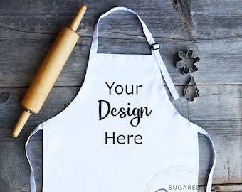 2 Designs | Mockup Kids Apron White | Any Occasion Mock-up Digital download JPG | Kitchen Baking White Kids Sized Apron Mockup Sublimation