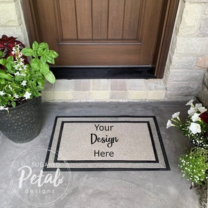 2 DESIGNS | Doormat Mockup | Welcome Mat | Traffic Master | Racetrack Doormat | Instant Digital Download JPG | Flowers Summer Entryway