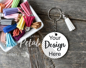 Round Keychain with Tassel Mockup | Digital Download JPG and PNG Files | Sublimation Template | Easy to Use PNG Keychain | Mockup