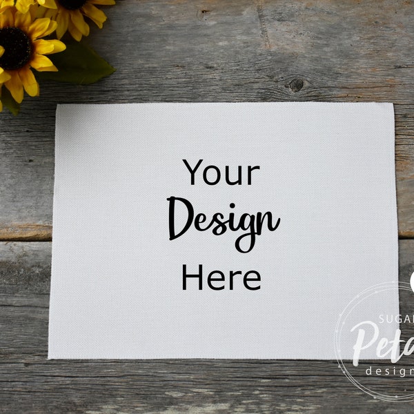 2 Designs | Mockup Linen Placemat Sunflower | Digital Download JPG Sunflower Summer Fall Cream Linen Placemat | Sublimation Template Mock up