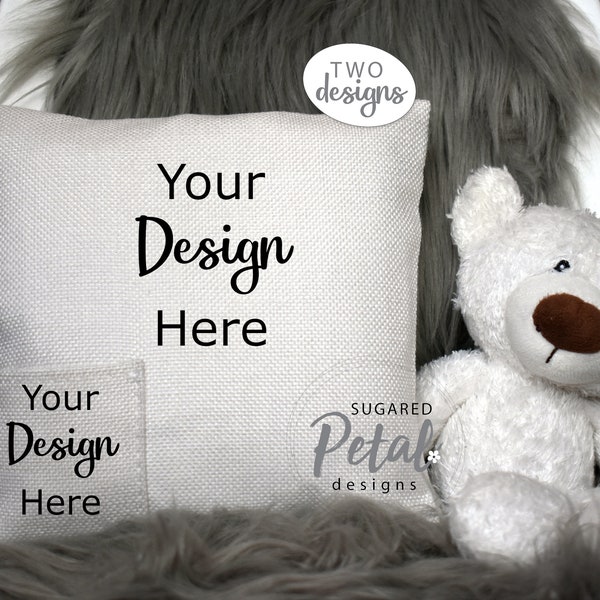 2 Designs | Mockup Tooth Fairy Pillow Case Linen | Digital Download JPG Sublimation Template | Mockup Tooth Fairy Teddy Bear Doll Mockup