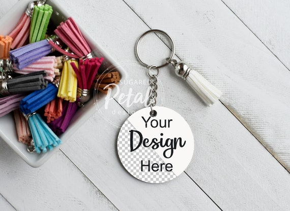 Round Keychain with Tassel Mockup | Digital Download JPG and PNG Files | Sublimation Template | Easy to Use PNG Keychain | Mockup