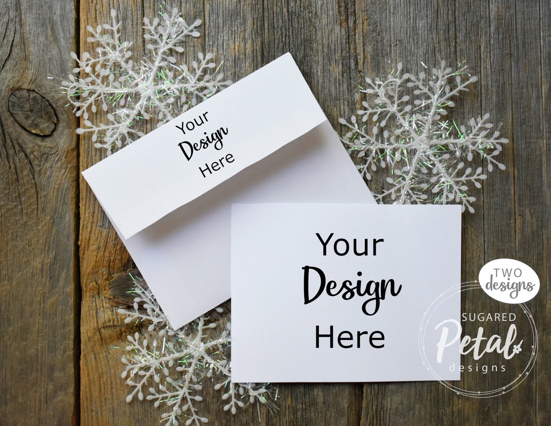 2 Designs | Mockup Note Card White Envelope Horizontal Vertical Layout ...