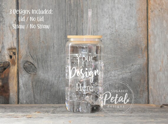 Clear Glass Mason Jar with Wooden Sublimation Lid