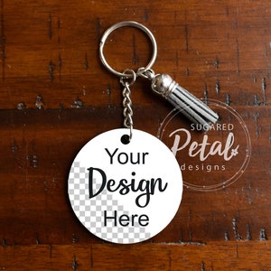 Round Keychain with Tassel Mockup | Digital Download JPG and PNG Files | Sublimation Template | Easy to Use PNG Keychain | Mockup