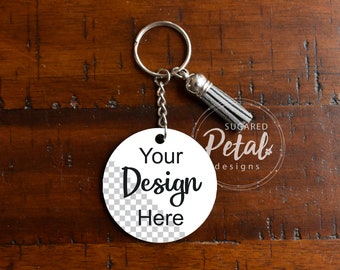 Round Keychain with Tassel Mockup | Digital Download JPG and PNG Files | Sublimation Template | Easy to Use PNG Keychain | Mockup