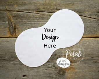 2 Designs Baby Burp Cloth Mock-up | Digital Download JPG & PNG Template | Infant Newborn Velour Microfiber Peanut Burp Cloth BarnWood Mockup