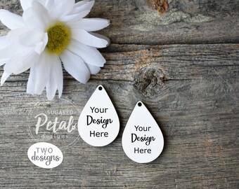 2 Designs | Mockup Drop Earrings for Sublimation | Spring Summer Daisy Digital JPG & PNG | Easy to Use Sublimation Teardrop Earrings Mock up