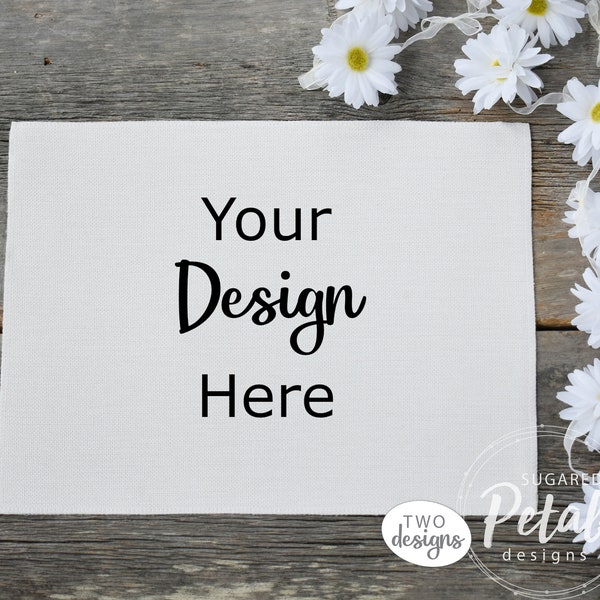 2 Designs | Mockup Linen Placemat Daisy | Digital Download JPG Daisy Spring and Summer Cream Linen Placemat | Sublimation Template Mock up