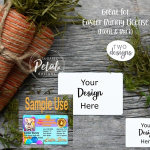 2 Ontwerpen | Mockup Licentie Visitekaartje Voor en Achter Digitaal Download JPG &PNG Paashaas Rijbewijs Sublimatie Sjabloon Mock up