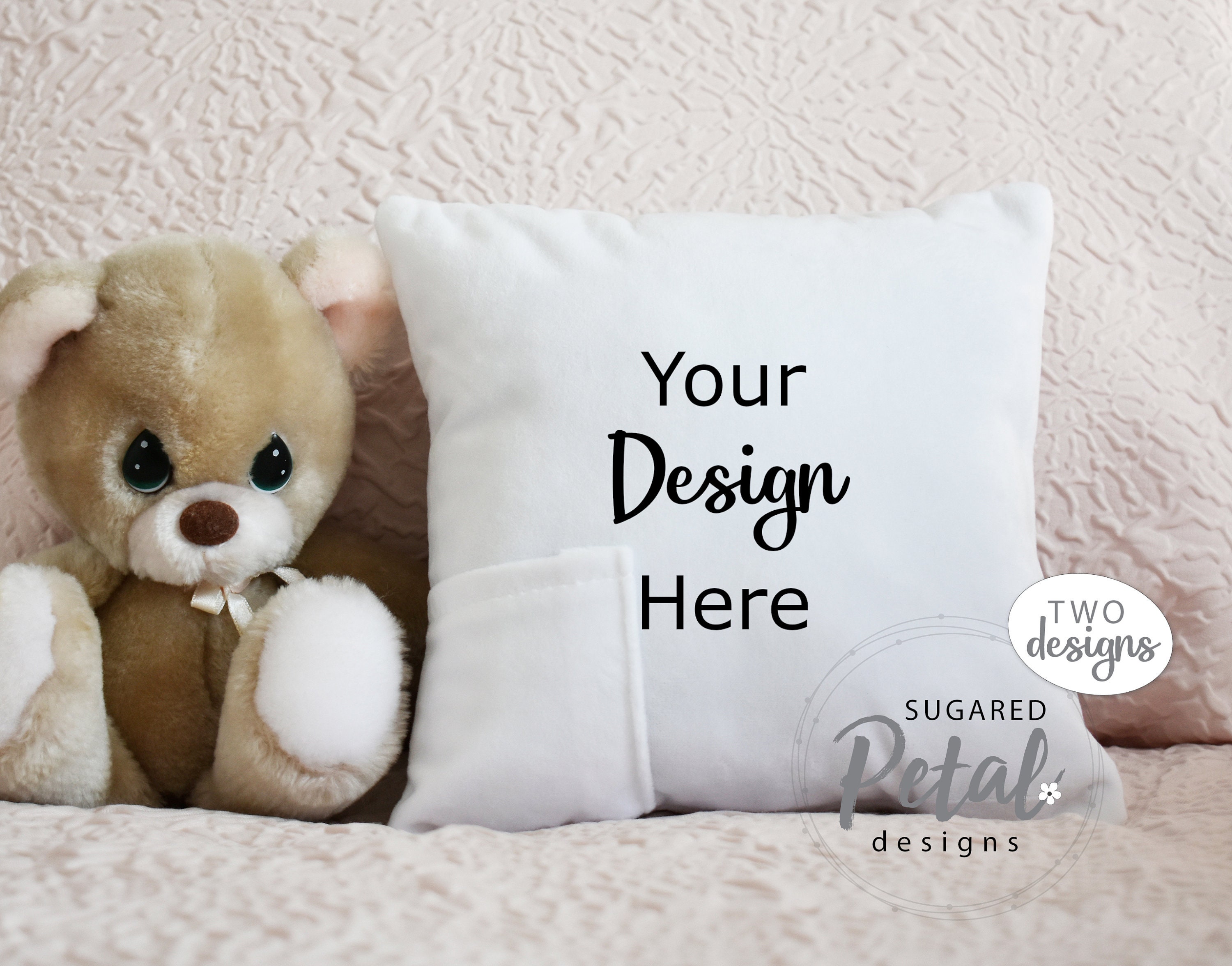 2 Designs | Mockup Tooth Fairy Pillow Case Plush Velour | Digital Download JPG Sublimation Template | Mockup Tooth Fairy Teddy Bear Mockup