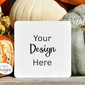 2 Designs | 6x6 Square Hardboard Sign Mockup | Fall/Autumn/Harvest | Pumpkins | Mock-up Digital Download JPG Sublimation Template