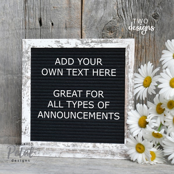 2 DESIGNS | Message Letter Board Mockup | Instant Digital Download JPG | Digital Announcement Message Board Daisies | Customize Your Text