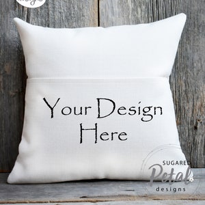 2 Designs | Mockup Pocket Pillow Case Linen Canvas | Digital Download JPG Sublimation Template | Mockup Barnwood and Brick Plain Mockup