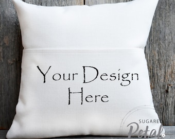 2 Designs | Mockup Pocket Pillow Case Linen Canvas | Digital Download JPG Sublimation Template | Mockup Barnwood and Brick Plain Mockup