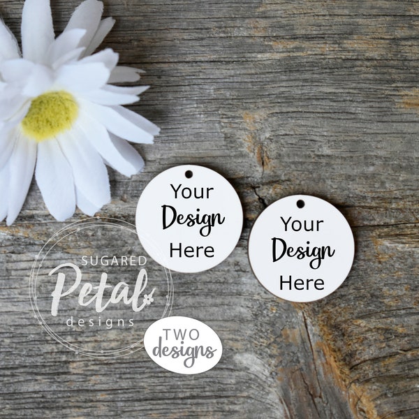 2 Designs Mockup Round Earrings for Sublimation  Spring Summer Daisy Digital JPG & PNG Easy to Use Sublimation Round Circle Earrings Mock up