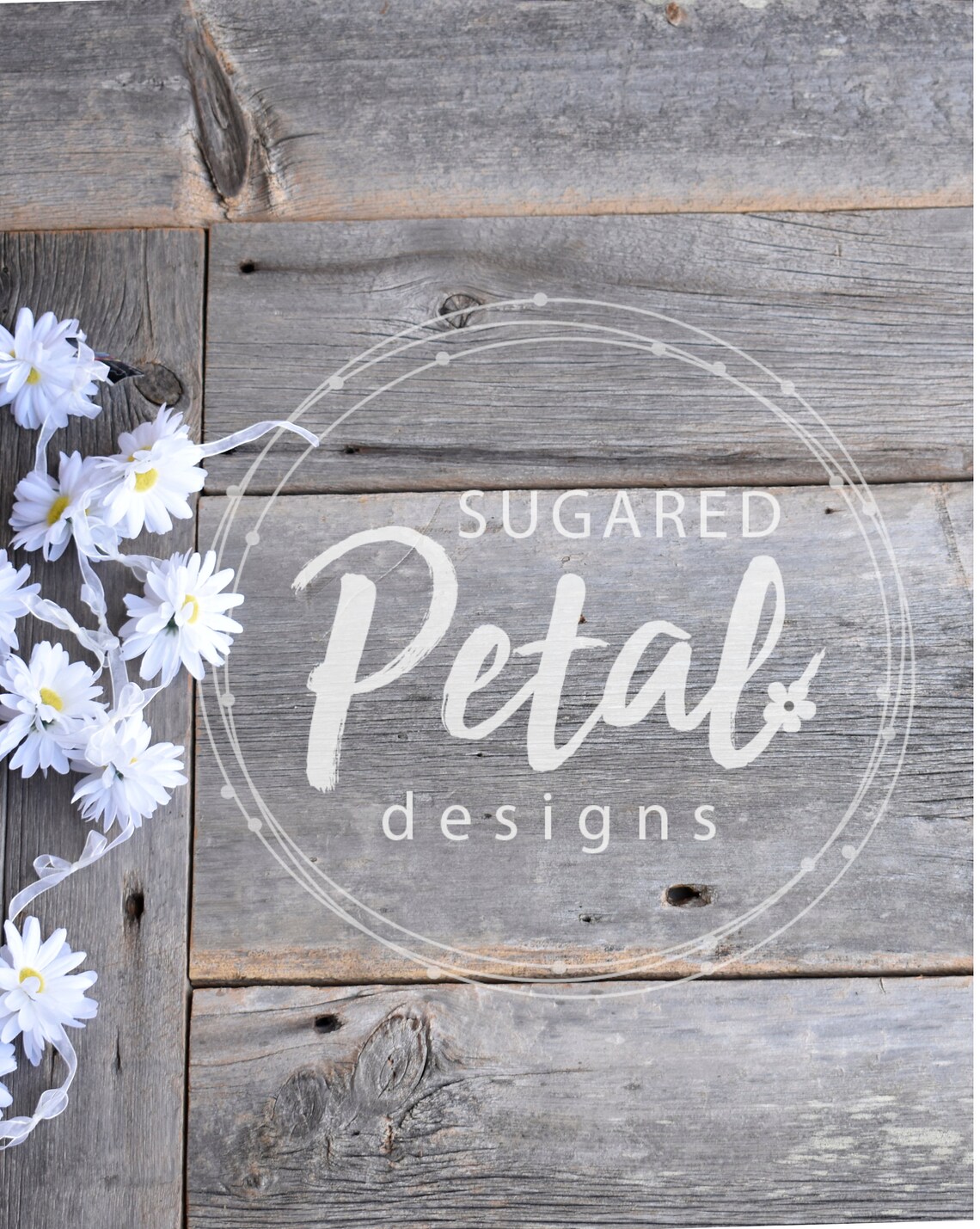 2 Designs Mockup Barn wood and Daisies Background Mockup