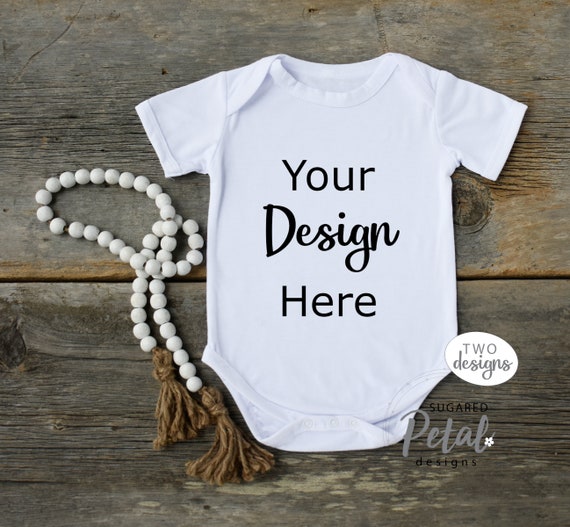 Baby Bodysuit Undershirt Plain & Beads Mockup Digital Etsy