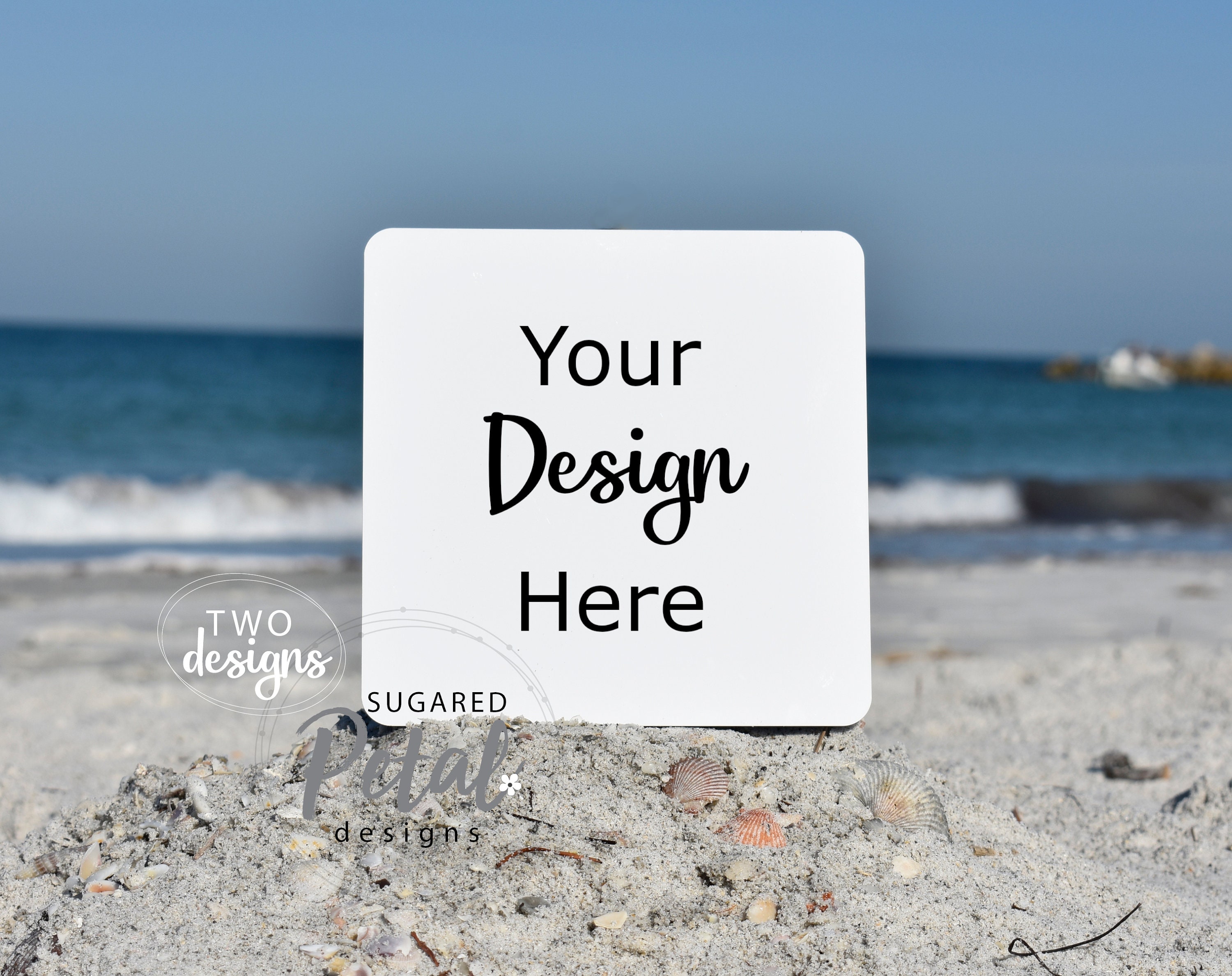2 Designs 6x6 Square Hardboard Sign Mockup Summer Beach Etsy