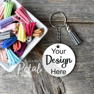Round Keychain with Tassel Mockup | Digital Download JPG and PNG Files | Sublimation Template | Easy to Use PNG Keychain | Mockup