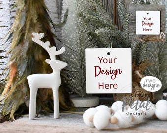 2 Designs | Mockup Ornament Square Shape | Instant Digital Download JPG & PNG | Christmas Holiday | Sublimation Template Square Mock up