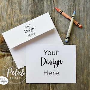 2 Ontwerpen | Mockup Note Card Witte Envelop Horizontale Verticale Lay-out Digitale Download JPG &PNG Photo | Voeg je eigen Design Kid Crayon toe