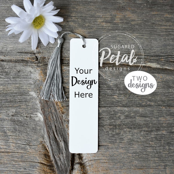 2 Designs | Mockup Bookmark with and without Tassel | Digital Download JPG & PNG Aluminum Bookmark | Easy PNG | Sublimation Template Mock up