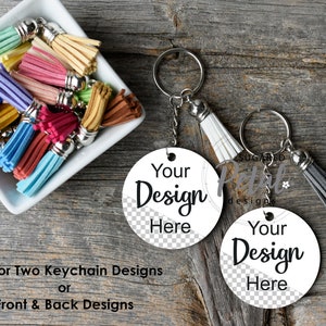 Double Round Keychain Tassel Mockup | Digital Download JPG & PNG Files | Sublimation Template | Easy to Use PNG Keychain | Front Back Mockup