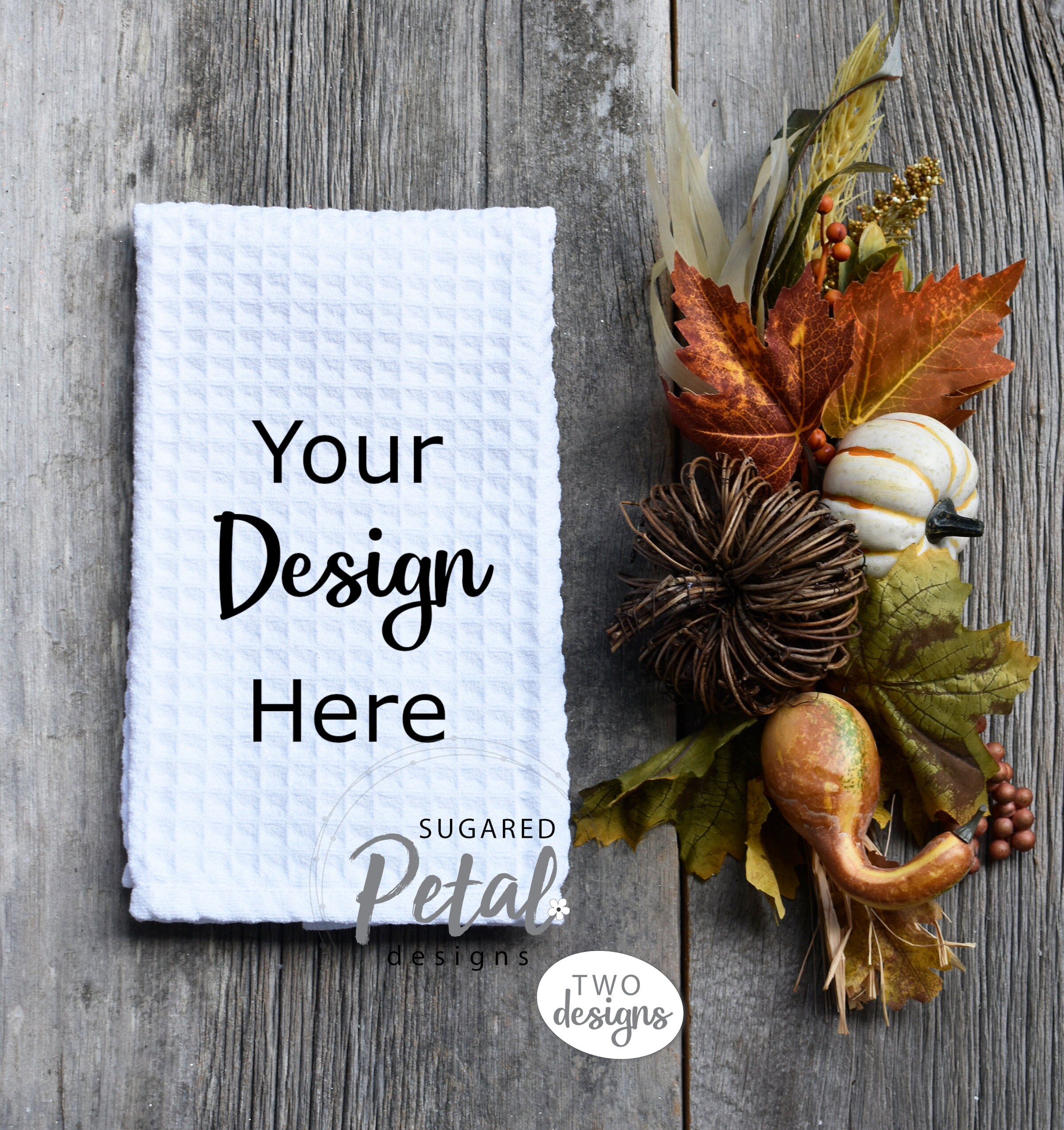 2 DESIGNS Waffle Weave Kitchen Towel Mockup Folded and Flat Etsy