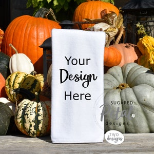 2 DESIGNS | Microfiber Kitchen Towel Mockup Folded | Instant Digital Download JPG | Fall Autumn Pumpkin Harvest Thanksgiving Theme Mock-up