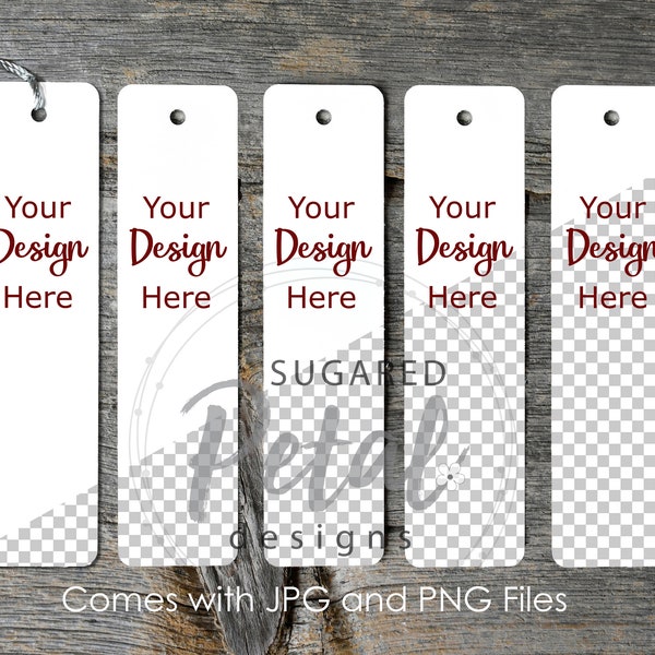 Mockup 5 Bookmark | Digital Download JPG & PNG Aluminum Bookmark | Easy PNG included | Sublimation Template 5 Five Bookmark Tassel Mock up