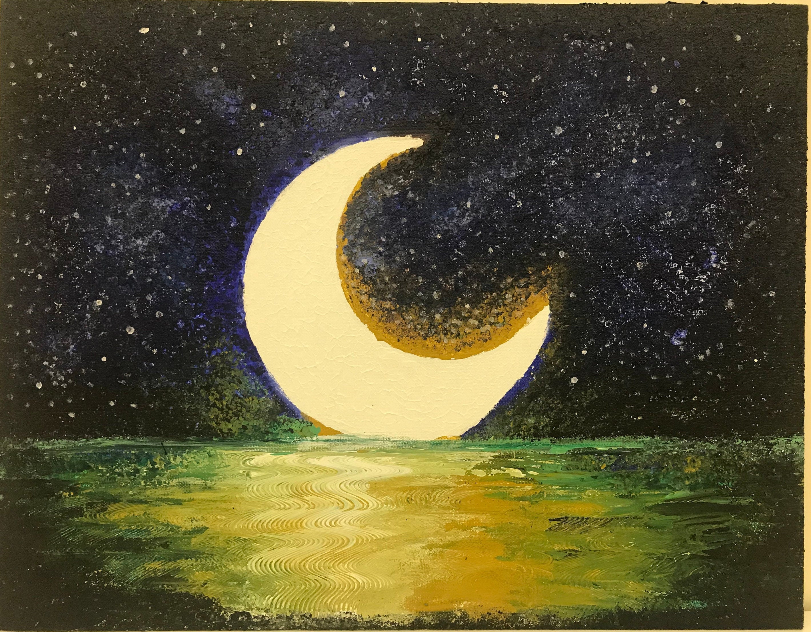 Art Moon Light acrylic painting handmade Etsy