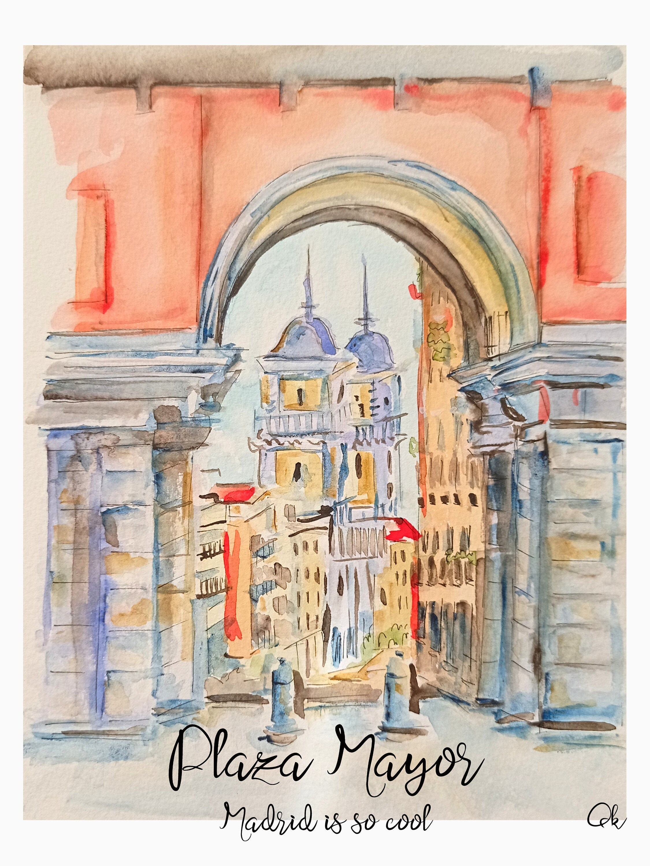 Madrid Print Plaza Mayor de Madrid Aquarel schilderij Etsy Nederland