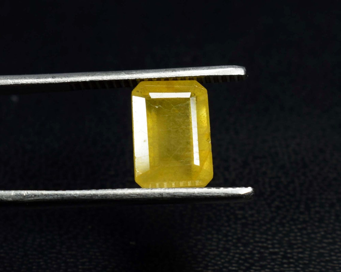 Natural Yellow Sapphire Octagon Cut Gemstone Certified Healing Etsy