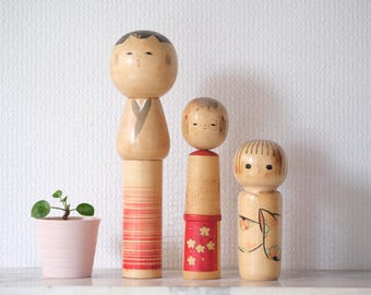 ヴィンテージ伝統こけし 3 個セット | 30.5 cm ～ 38 cm - Etsy 日本