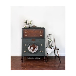 Antique Tall Boy Dresser. Painted Chest Of Drawers. 1920s Dresser.