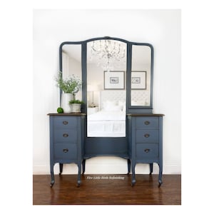 Custom order option. Antique Vanity with Mirror. Antique Dressing Table. Vintage Makeup Table. Bedroom Vanity. Antique Dresser.
